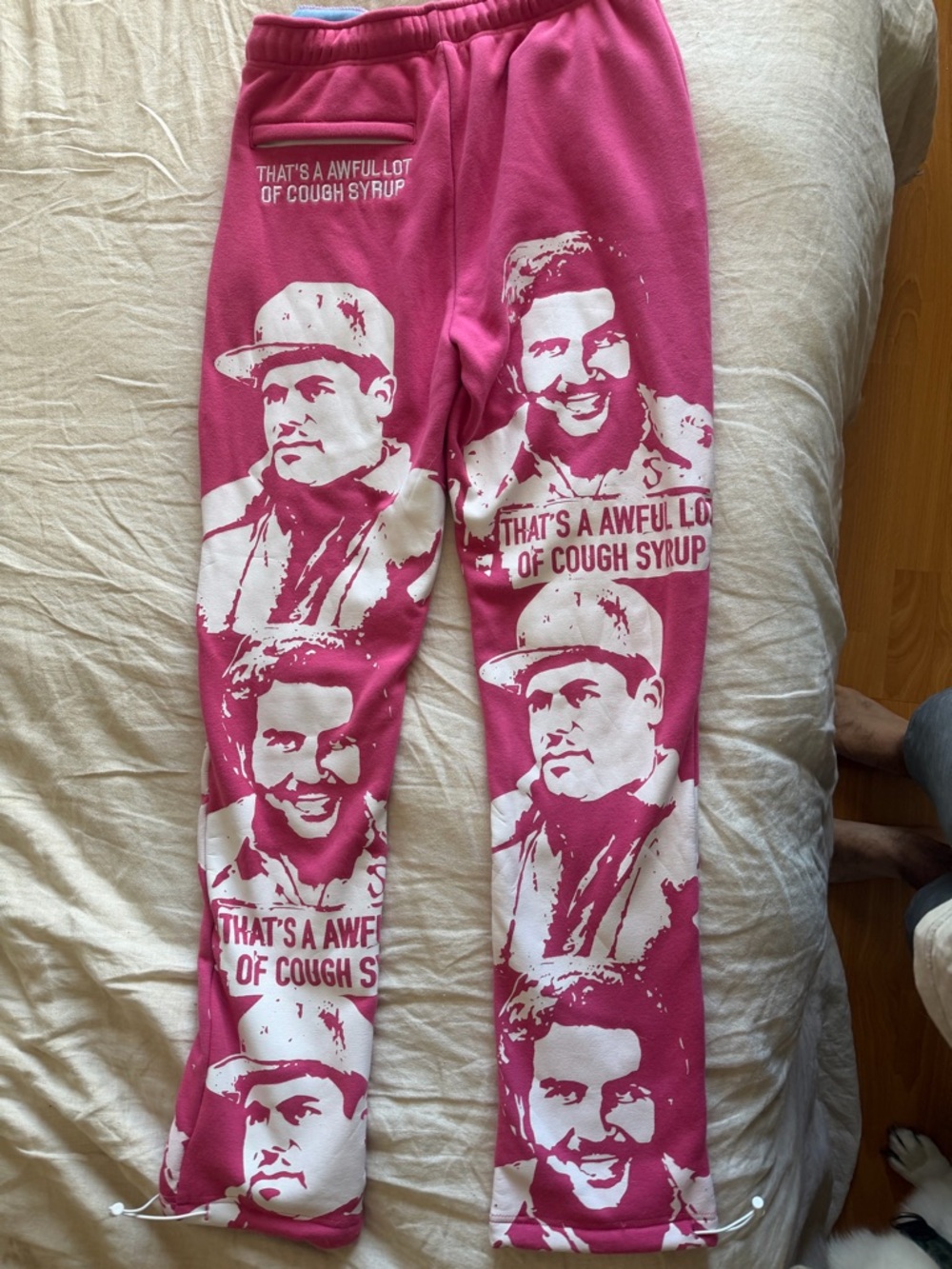 Pink Graphic Jogger Pants with White Face Print